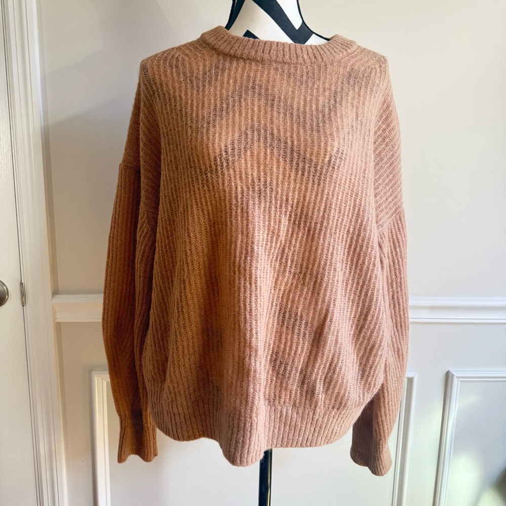 EVERLANE Alpaca & Merino Wool Crewneck Sweater Warm Taupe size XL - Picture 2 of 5